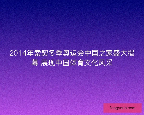 2014年索契冬季奥运会中国之家盛大揭幕 展现中国体育文化风采