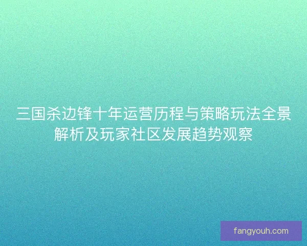 三国杀边锋十年运营历程与策略玩法全景解析及玩家社区发展趋势观察